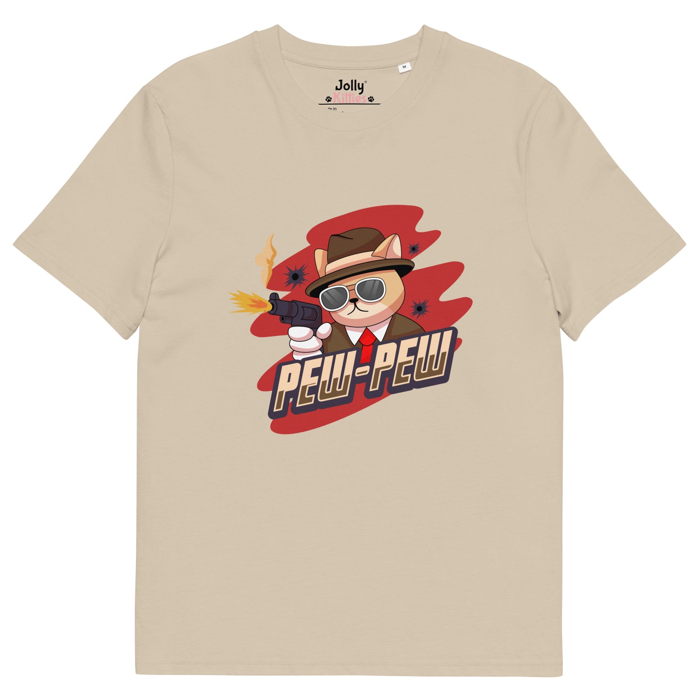 Funny Cat T-Shirt – Pew Pew (Red Splash Edition) - JollyKitties