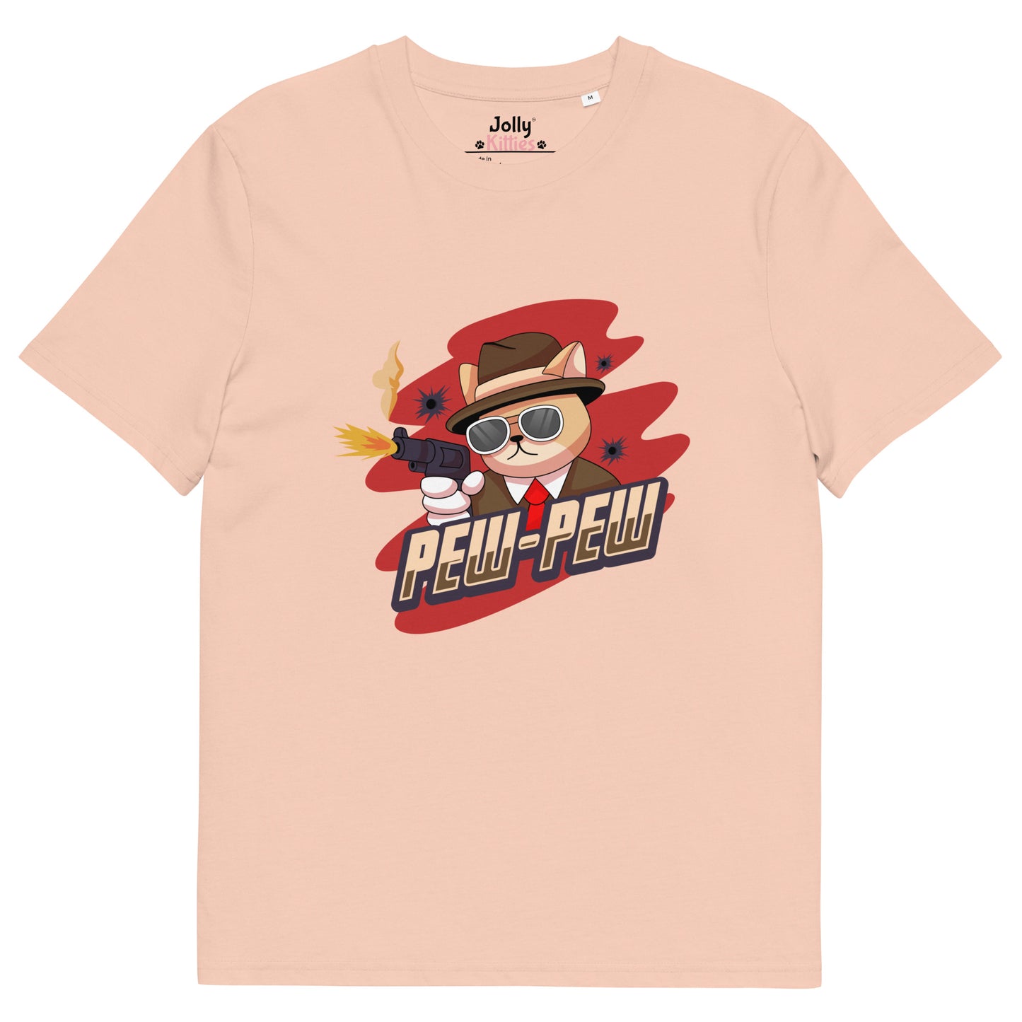 Funny Cat T-Shirt – Pew Pew (Red Splash Edition) - JollyKitties