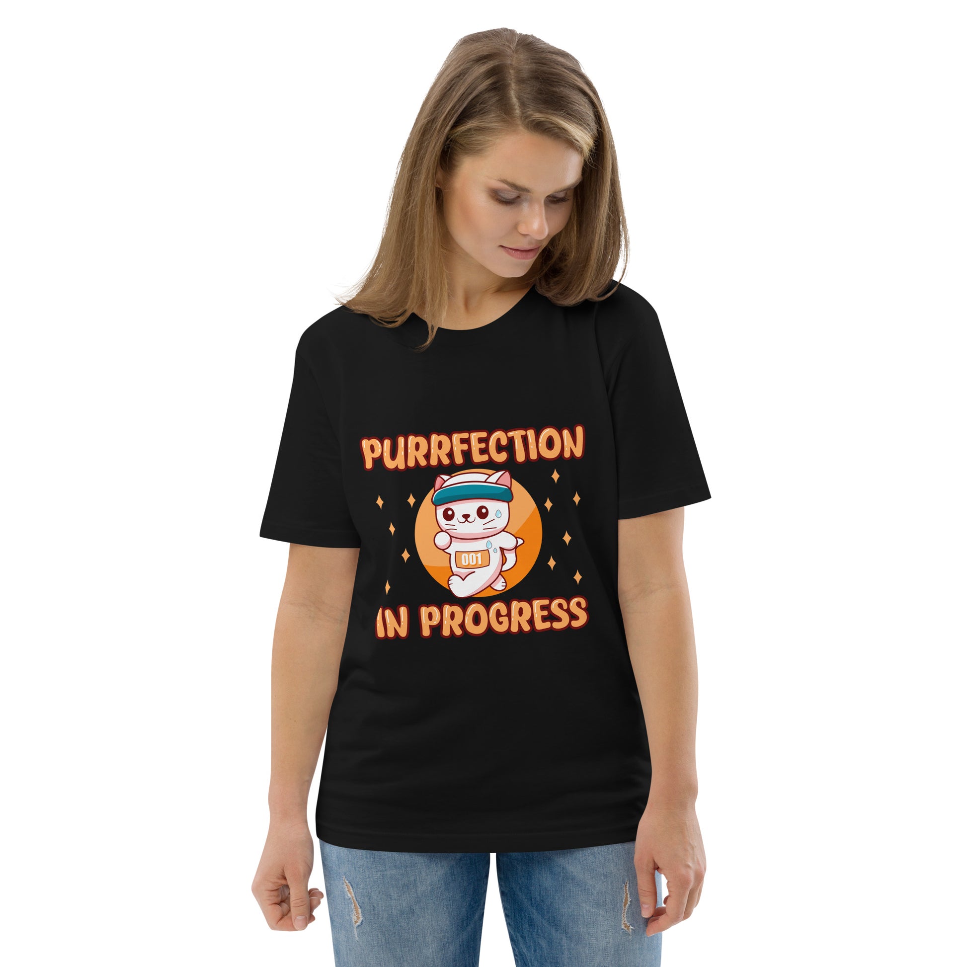Funny Cat T-Shirt – Purrfection in Progress (Marathon Edition) - JollyKitties