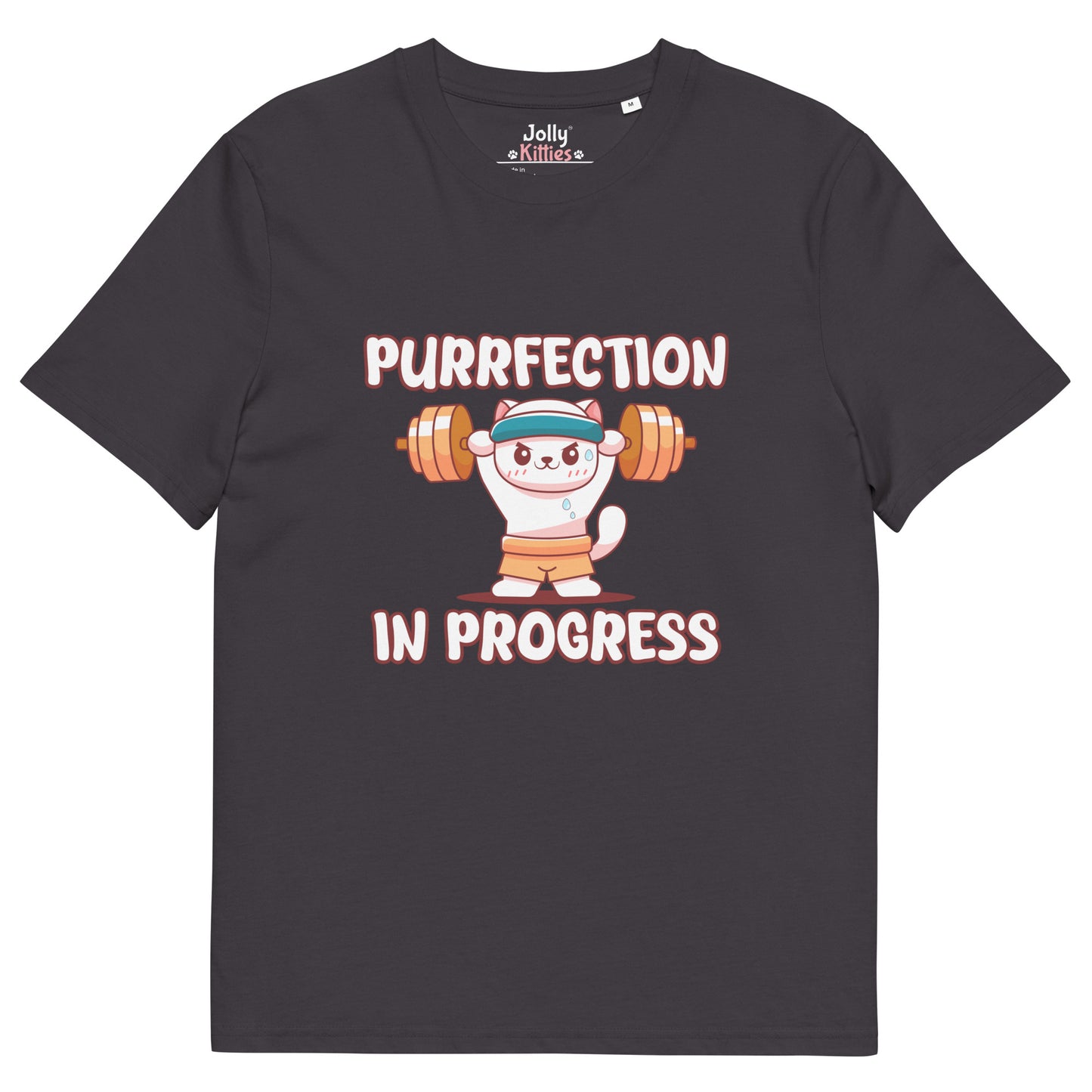 Funny Cat T-Shirt – Purrfection in Progress (Weightlifting Edition) - JollyKitties
