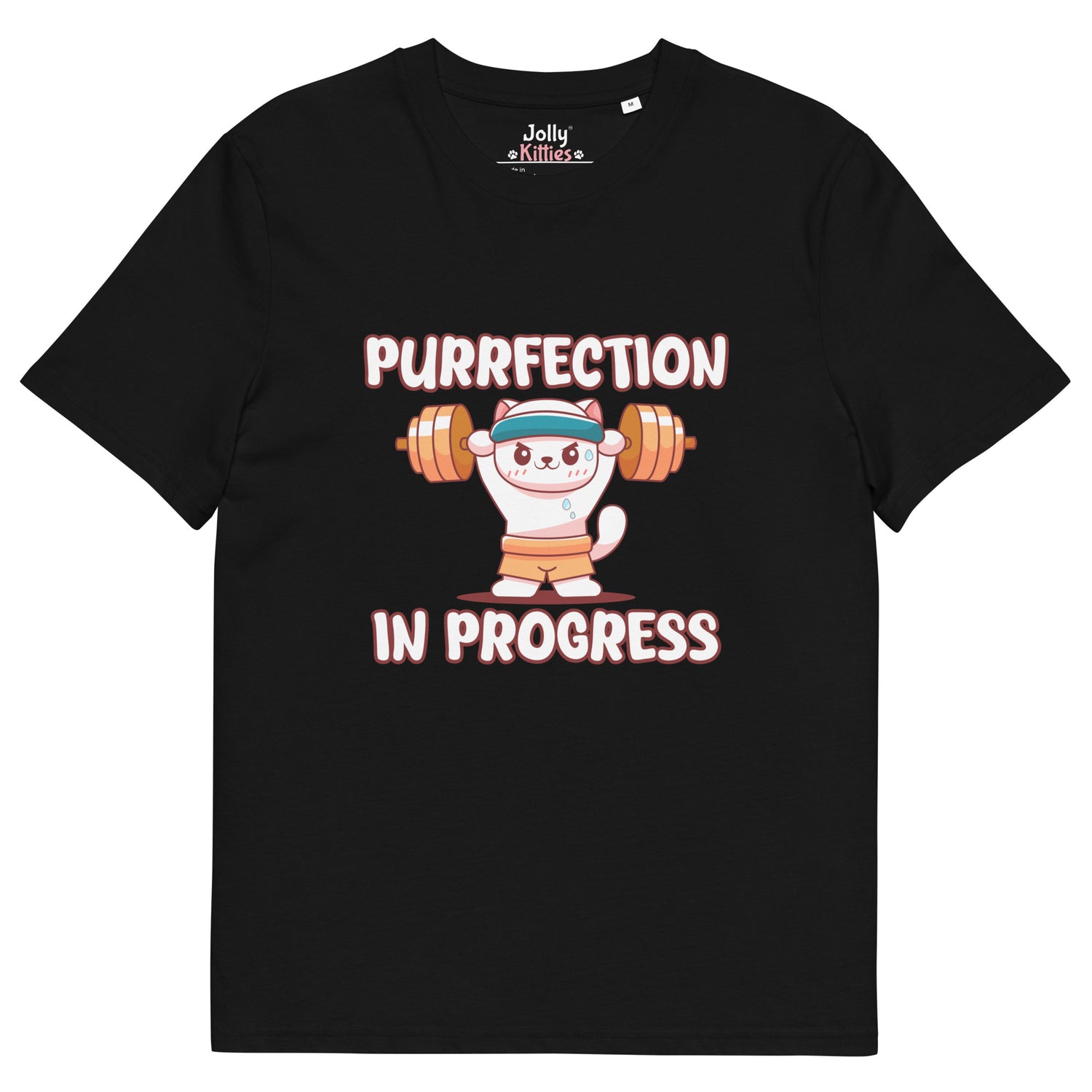 Funny Cat T-Shirt – Purrfection in Progress (Weightlifting Edition) - JollyKitties
