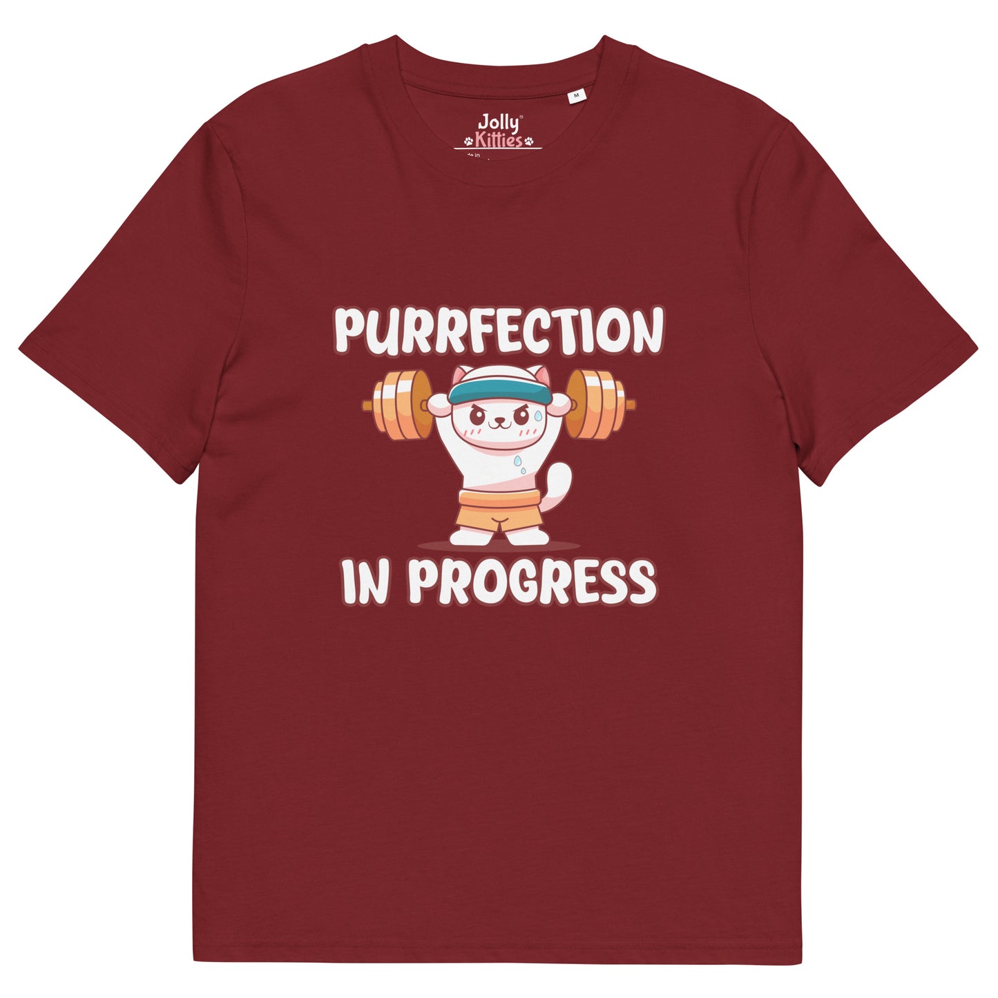 Funny Cat T-Shirt – Purrfection in Progress (Weightlifting Edition) - JollyKitties