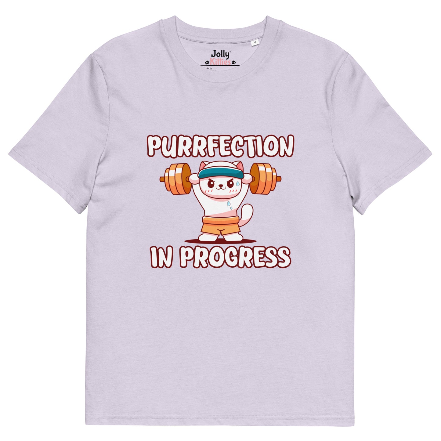 Funny Cat T-Shirt – Purrfection in Progress (Weightlifting Edition) - JollyKitties