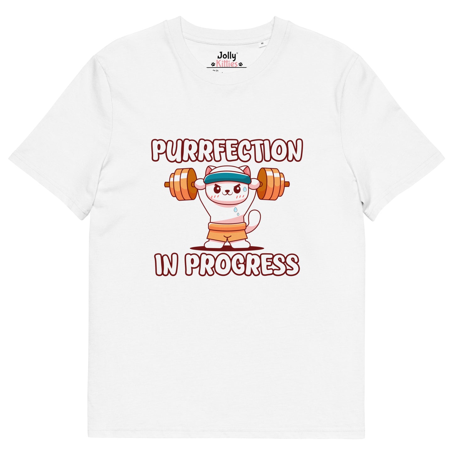 Funny Cat T-Shirt – Purrfection in Progress (Weightlifting Edition) - JollyKitties