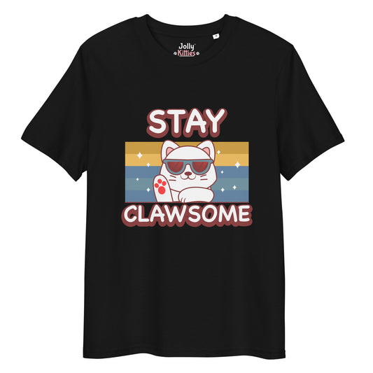 Funny Cat T-Shirt – Stay Clawsome - JollyKitties